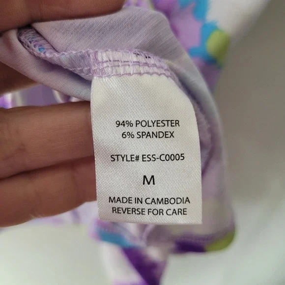 Dear‎ Scarlett Womens Top Purple Blue Green Abstract Short Dolman Sleeve Size M - Picture 4 of 9